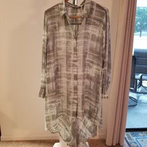 Lisa Rinna Collection Printed Woven Button Front Tunic Large